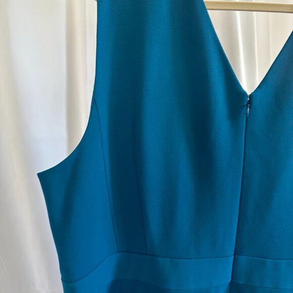 Classiques Entier Women's Plus 24W Peacock Blue Double V-Neck Dress - Picture 4 of 7